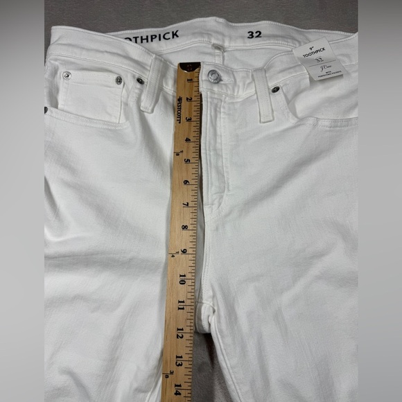 NWT J.Crew 9” Mid Rise Toothpick White Zip Fly Cotton Blend Stretch Jeans 32 - Picture 8 of 16